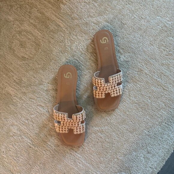 Shoes - Beaded Leather Slide Sandals – Size 41 – Worn Twice